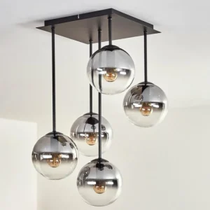 hofstein Plafonnier - Verre 15 cm Gastor Clair, Fumé, 5 lumières* Lampes Modernes