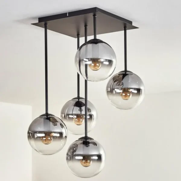 hofstein Plafonnier - Verre 15 cm Gastor Clair, Fumé, 5 lumières* Lampes Modernes