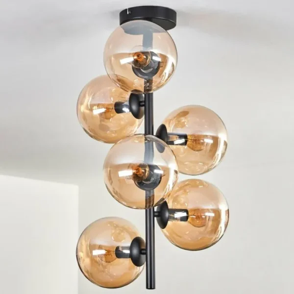 hofstein Plafonnier - Verre 15 cm Gastor Ambre, 6 lumières* Lampes En Verre