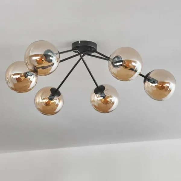 hofstein Plafonnier - Verre 15 cm Gastor Ambre, 6 lumières* Lampes En Verre