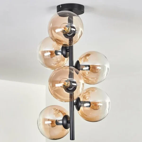 hofstein Plafonnier - Verre 15 cm Gastor Ambre, Clair, 6 lumières* Lampes En Verre