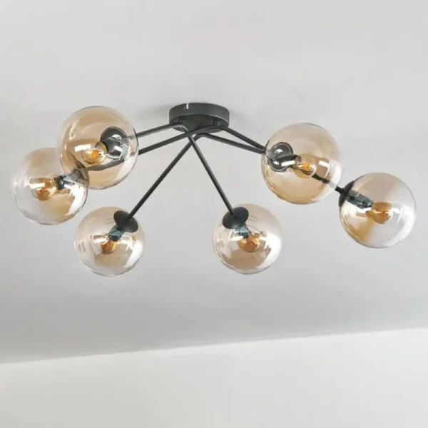 hofstein Plafonnier - Verre 15 cm Gastor Ambre, Clair, 6 lumières* Lampes En Verre