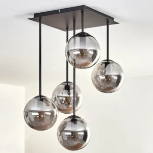 hofstein Plafonnier - Verre 15 cm Gastor Fumé, 5 lumières* Lampes Modernes