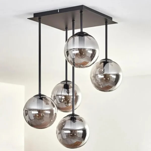 hofstein Plafonnier - Verre 15 cm Gastor Fumé, 5 lumières* Lampes Modernes