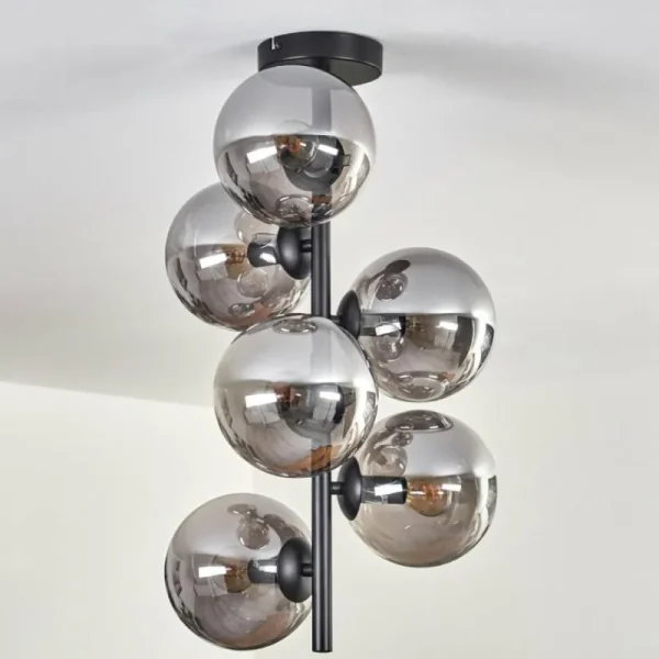 hofstein Plafonnier - Verre 15 cm Gastor Fumé, 6 lumières* Lampes Modernes