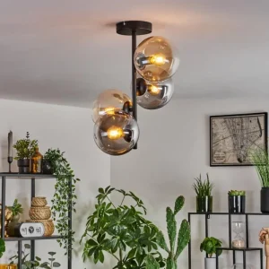 hofstein Plafonnier - Verre 15 cm Gastor Ambre, Clair, Fumé, 4 lumières* Lampes Modernes
