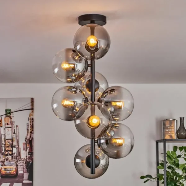 hofstein Plafonnier - Verre 15 cm Gastor Clair, Fumé, 8 lumières* Lampes Modernes