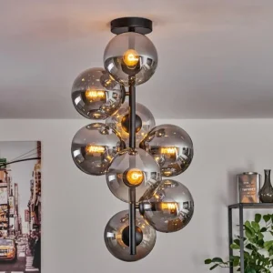 hofstein Plafonnier - Verre 15 cm Gastor Fumé, 8 lumières* Lampes Modernes