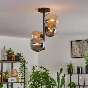 hofstein Plafonnier - Verre 15 cm Gastor Ambre, Fumé, 4 lumières* Lampes Modernes