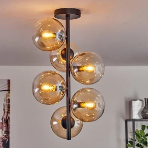 hofstein Plafonnier - Verre 15 cm Gastor Ambre, Clair, 6 lumières* Lampes En Verre