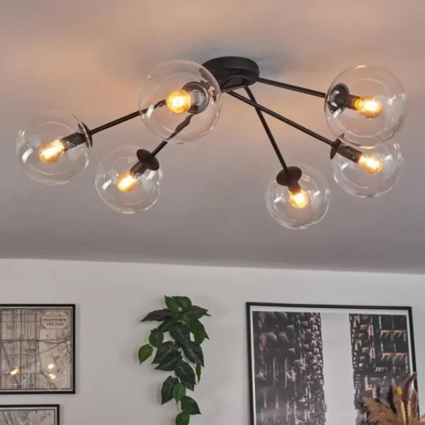 hofstein Plafonnier - Verre 15 cm Gastor Clair, 6 lumières* Lampes En Verre