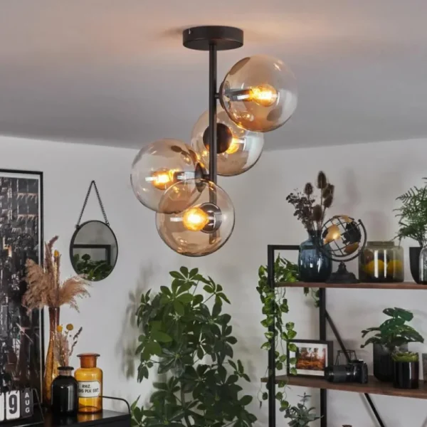 hofstein Plafonnier - Verre 15 cm Gastor Ambre, Clair, 4 lumières* Lampes En Verre