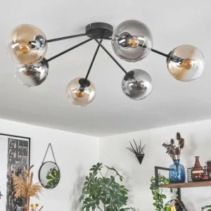 hofstein Plafonnier - Verre 15 cm Gastor Ambre, Clair, Fumé, 6 lumières* Lampes Modernes