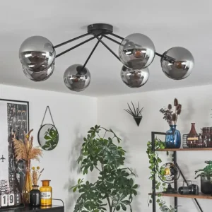 hofstein Plafonnier - Verre 15 cm Gastor Fumé, 6 lumières* Lampes Modernes