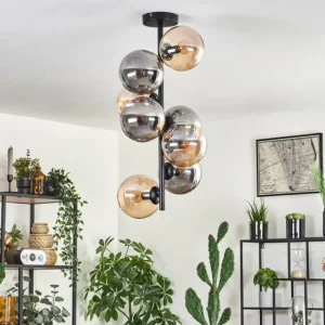 hofstein Plafonnier - Verre 15 cm Gastor Ambre, Fumé, 8 lumières* Lampes Modernes