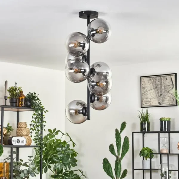 hofstein Plafonnier - Verre 15 cm Gastor Clair, Fumé, 8 lumières* Lampes Modernes