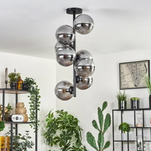hofstein Plafonnier - Verre 15 cm Gastor Fumé, 8 lumières* Lampes Modernes