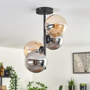 hofstein Plafonnier - Verre 15 cm Gastor Ambre, Fumé, 4 lumières* Lampes Modernes