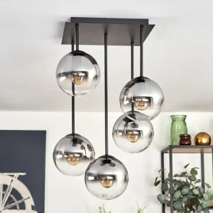 hofstein Plafonnier - Verre 15 cm Gastor Clair, Fumé, 5 lumières* Lampes Modernes