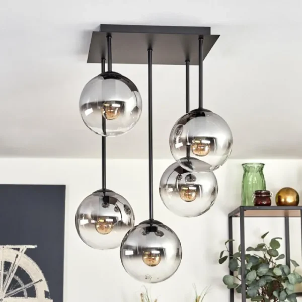 hofstein Plafonnier - Verre 15 cm Gastor Clair, Fumé, 5 lumières* Lampes Modernes