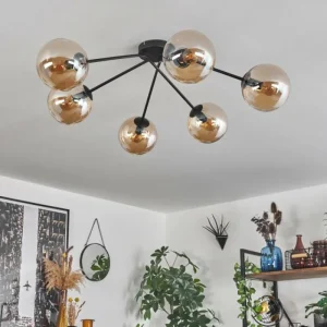 hofstein Plafonnier - Verre 15 cm Gastor Ambre, 6 lumières* Lampes En Verre