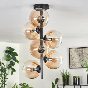 hofstein Plafonnier - Verre 15 cm Gastor Ambre, Clair, 6 lumières* Lampes En Verre