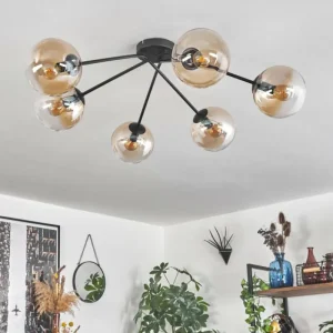 hofstein Plafonnier - Verre 15 cm Gastor Ambre, Clair, 6 lumières* Lampes En Verre