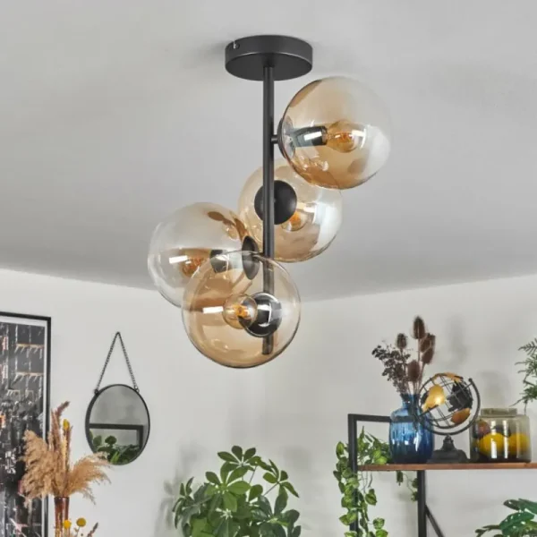 hofstein Plafonnier - Verre 15 cm Gastor Ambre, Clair, 4 lumières* Lampes En Verre