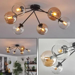 hofstein Plafonnier - Verre 15 cm Koyoto Ambre, Clair, 6 lumières* Lampes En Verre