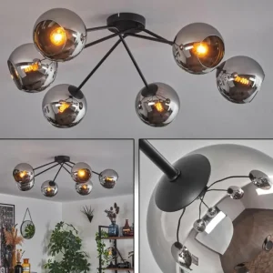 hofstein Plafonnier - Verre 15 cm Koyoto Chrome, 6 lumières* Lampes En Verre