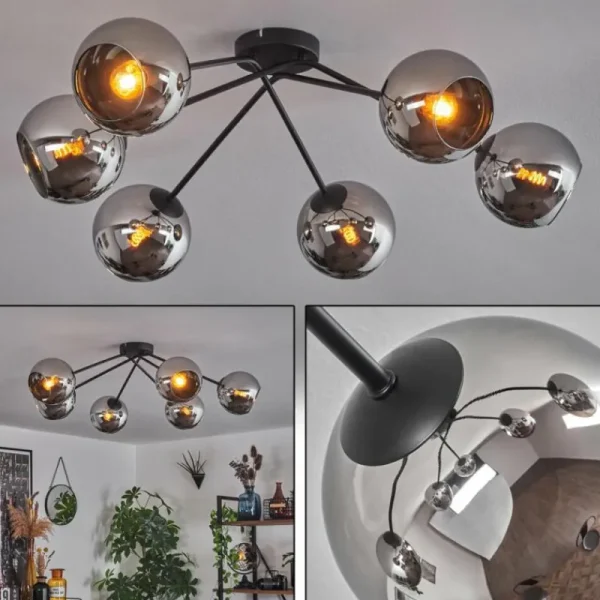 hofstein Plafonnier - Verre 15 cm Koyoto Chrome, 6 lumières* Lampes En Verre