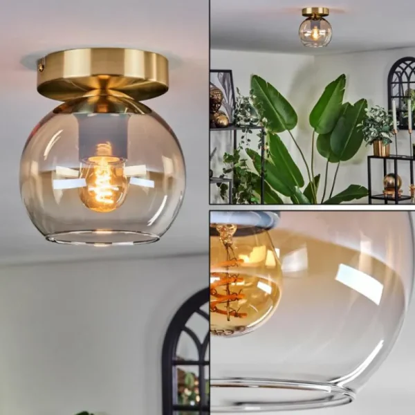 hofstein Plafonnier - Verre 15 cm Koyoto Ambre, Clair, 1 lumière* Lampes En Verre