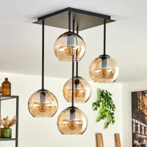 hofstein Plafonnier - Verre 15 cm Koyoto Ambre, 5 lumières* Lampes En Verre