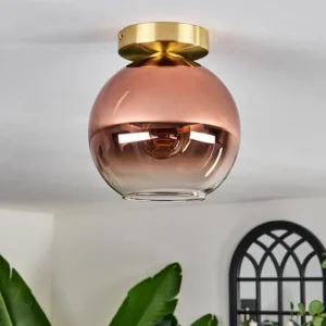 hofstein Plafonnier - Verre 20 cm Koyoto Or, Noir, 1 lumière* Lampes En Verre