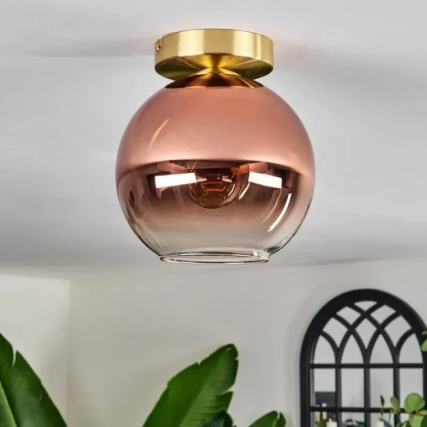 hofstein Plafonnier - Verre 20 cm Koyoto Or, Noir, 1 lumière* Lampes En Verre