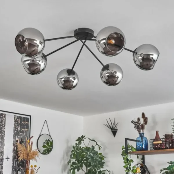 hofstein Plafonnier - Verre 15 cm Koyoto Chrome, 6 lumières* Lampes En Verre