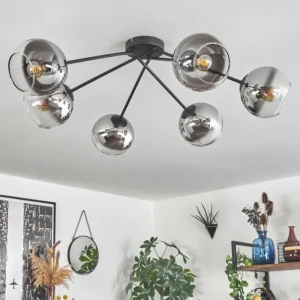 hofstein Plafonnier - Verre 15 cm Koyoto Chrome, Clair, 6 lumières* Lampes En Verre