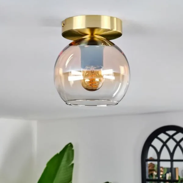 hofstein Plafonnier - Verre 15 cm Koyoto Ambre, Clair, 1 lumière* Lampes En Verre