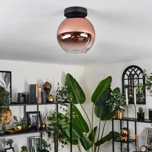 hofstein Plafonnier - Verre 20 cm Koyoto Clair, Cuivré, 1 lumière* Lampes En Verre