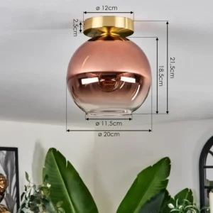 hofstein Plafonnier - Verre 20 cm Koyoto Or, Noir, 1 lumière* Lampes En Verre