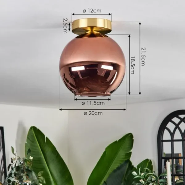 hofstein Plafonnier - Verre 20 cm Koyoto Or, Noir, 1 lumière* Lampes En Verre