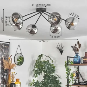 hofstein Plafonnier - Verre 15 cm Koyoto Chrome, Clair, 6 lumières* Lampes En Verre