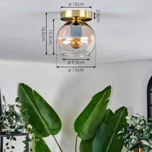 hofstein Plafonnier - Verre 15 cm Koyoto Ambre, Clair, 1 lumière* Lampes En Verre