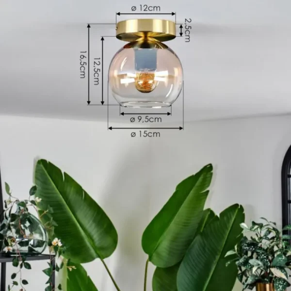 hofstein Plafonnier - Verre 15 cm Koyoto Ambre, Clair, 1 lumière* Lampes En Verre