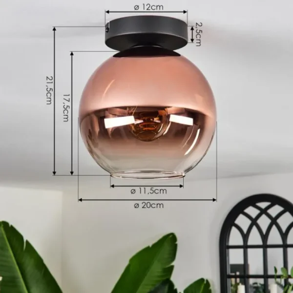 hofstein Plafonnier - Verre 20 cm Koyoto Clair, Cuivré, 1 lumière* Lampes En Verre