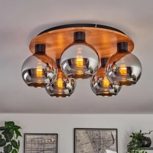hofstein Plafonnier - Verre 15 cm Koyoto Écru, Noir, 5 lumières* Lampes Modernes
