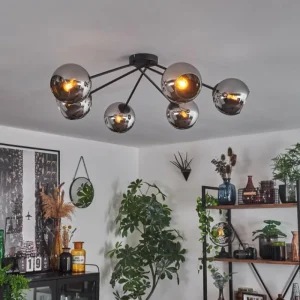 hofstein Plafonnier - Verre 15 cm Koyoto Chrome, 6 lumières* Lampes En Verre