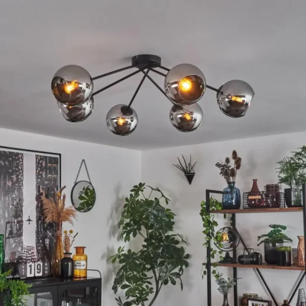 hofstein Plafonnier - Verre 15 cm Koyoto Chrome, 6 lumières* Lampes En Verre