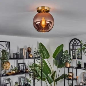 hofstein Plafonnier - Verre 20 cm Koyoto Or, Noir, 1 lumière* Lampes En Verre