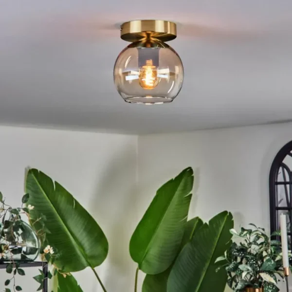 hofstein Plafonnier - Verre 15 cm Koyoto Ambre, Clair, 1 lumière* Lampes En Verre